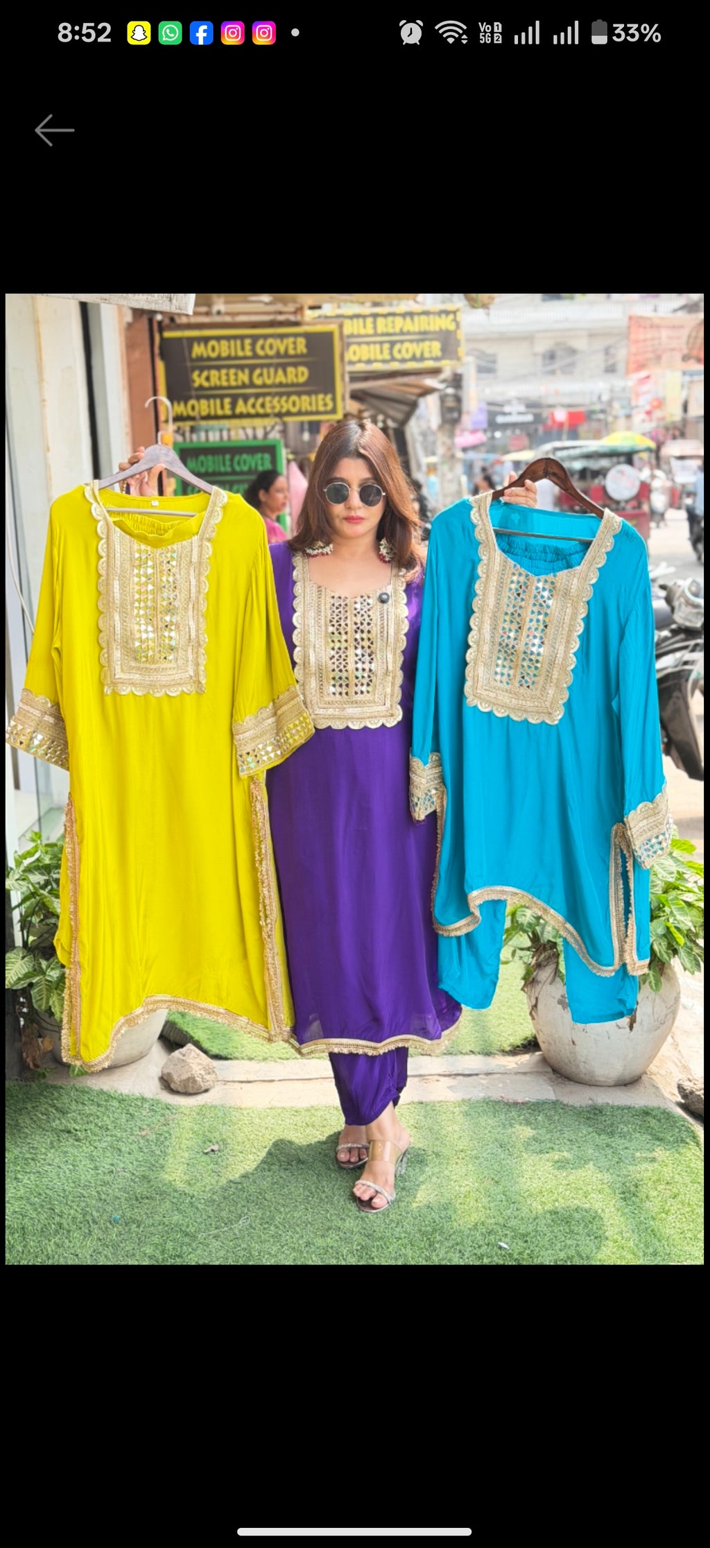 Pure crepe 2 pc coord set with potli