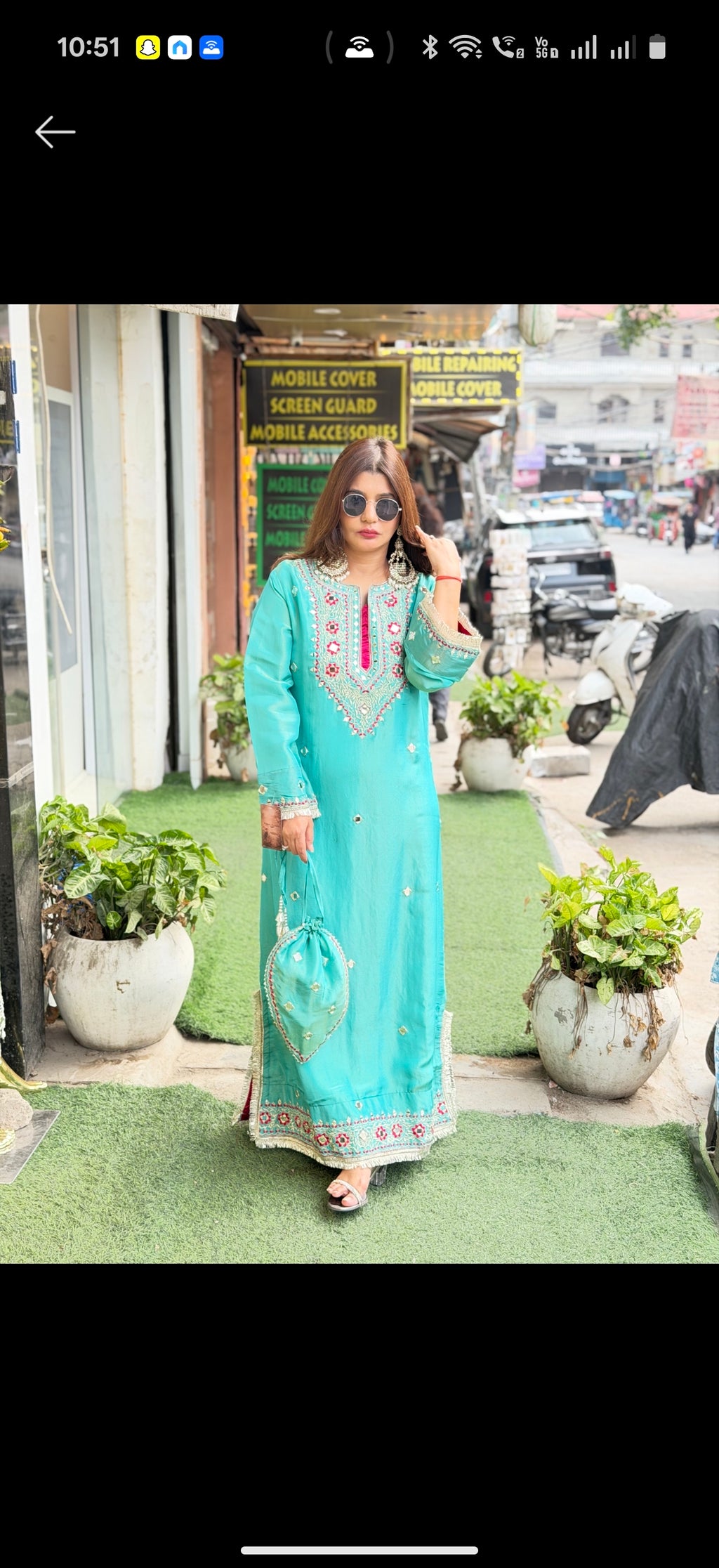 Article 1958 – Pure Tissue Shimmer One-Piece Long Dress with Real Mirror & Thread Work | Sizes 40–46