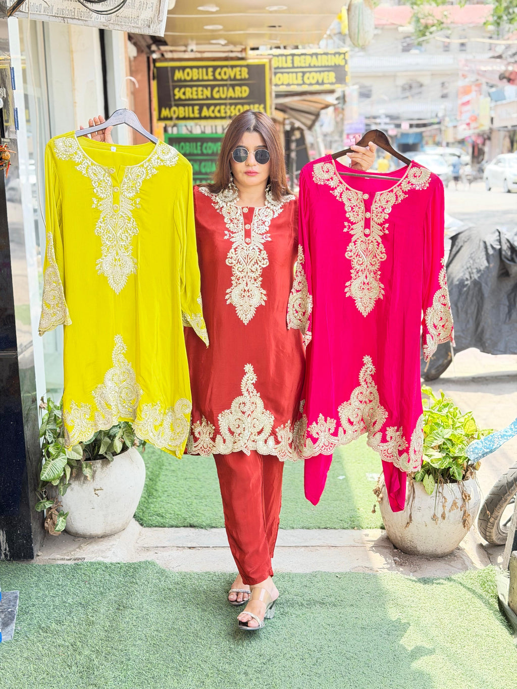 Pure Crepe Kurti set With Beautiful Embroidery