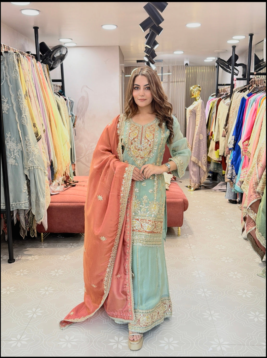 Pure tissue coord set with farshi salwar and gotta work
