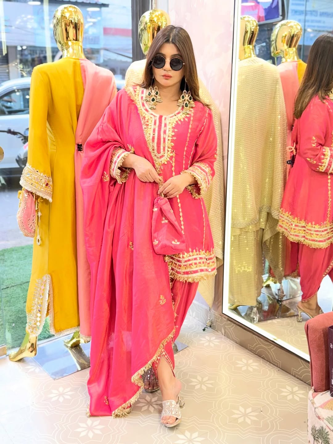 Short peplum anarkali with gotta work and tulip pants