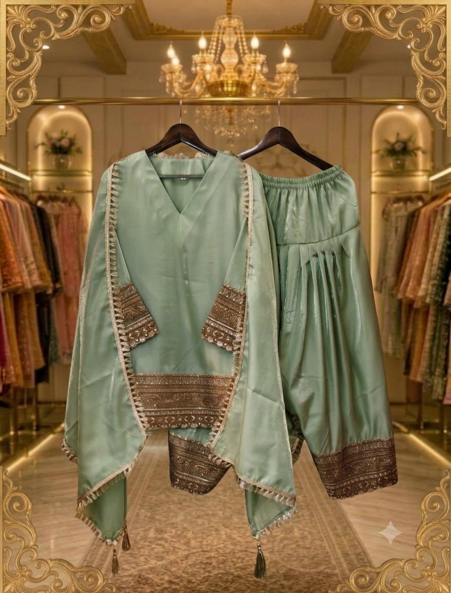 Code-2743 "DIWANA" Three Piece Farshi Salwar Suit
