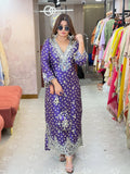 Printed long side slit dress