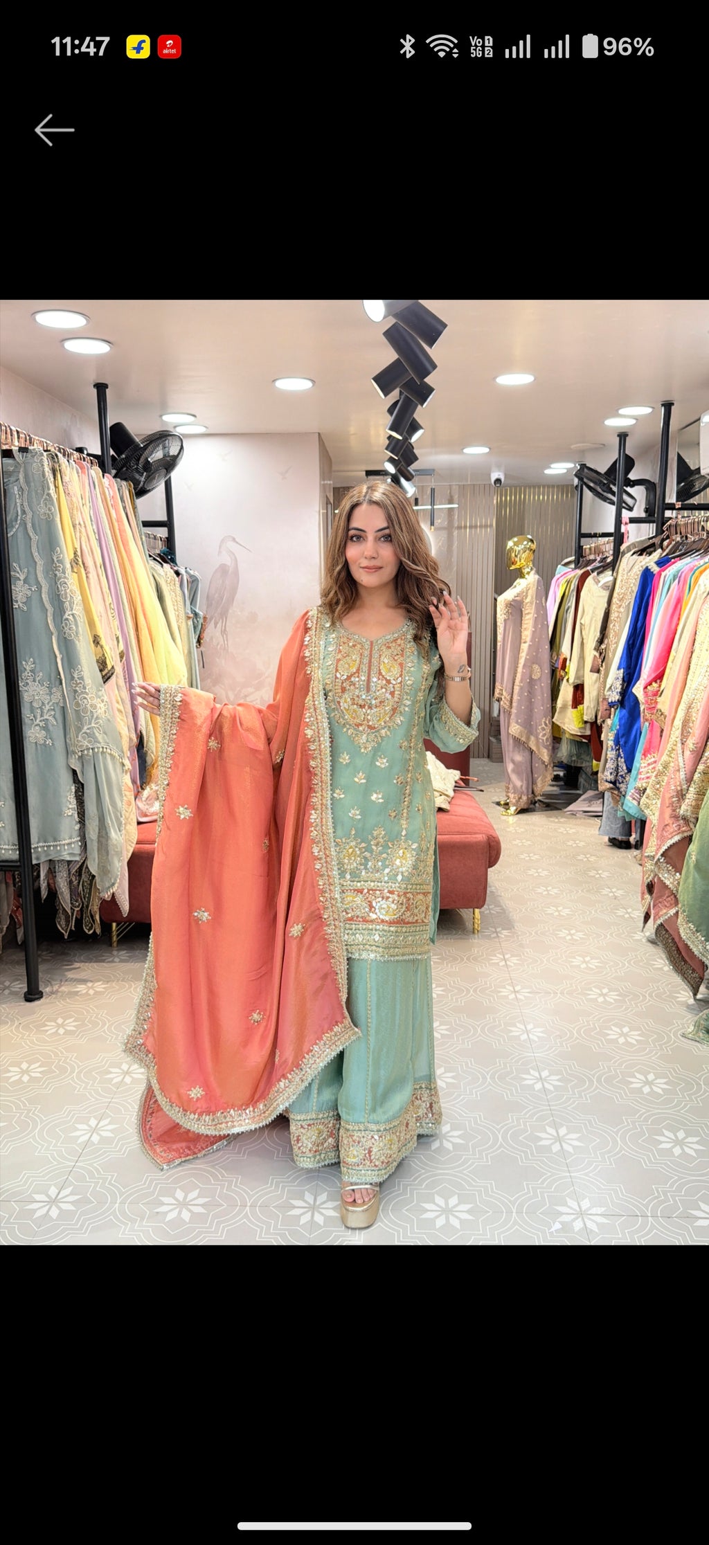Pure tissue coord set with farshi salwar and gotta work