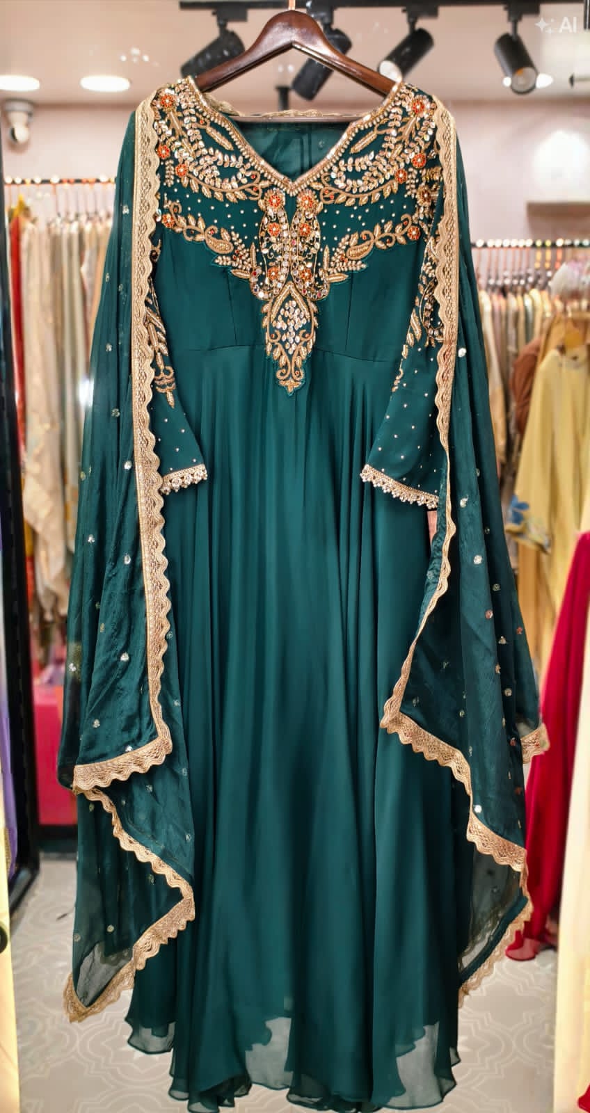 Pure tissue anarkali with original hand work