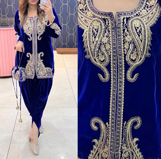 Article 1150 – Velvet Sherwani Cord Set with Tulip Pant & Embroidery | Urban Closet