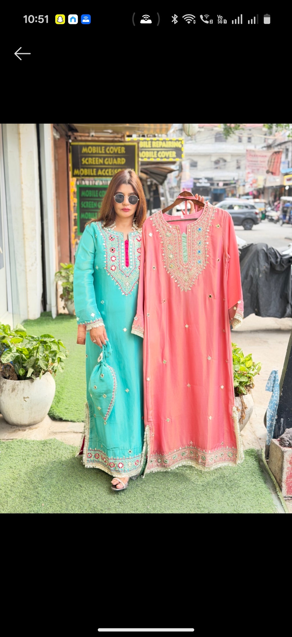 Article 1958 – Pure Tissue Shimmer One-Piece Long Dress with Real Mirror & Thread Work | Sizes 40–46