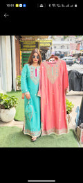 Article 1958 – Pure Tissue Shimmer One-Piece Long Dress with Real Mirror & Thread Work | Sizes 40–46