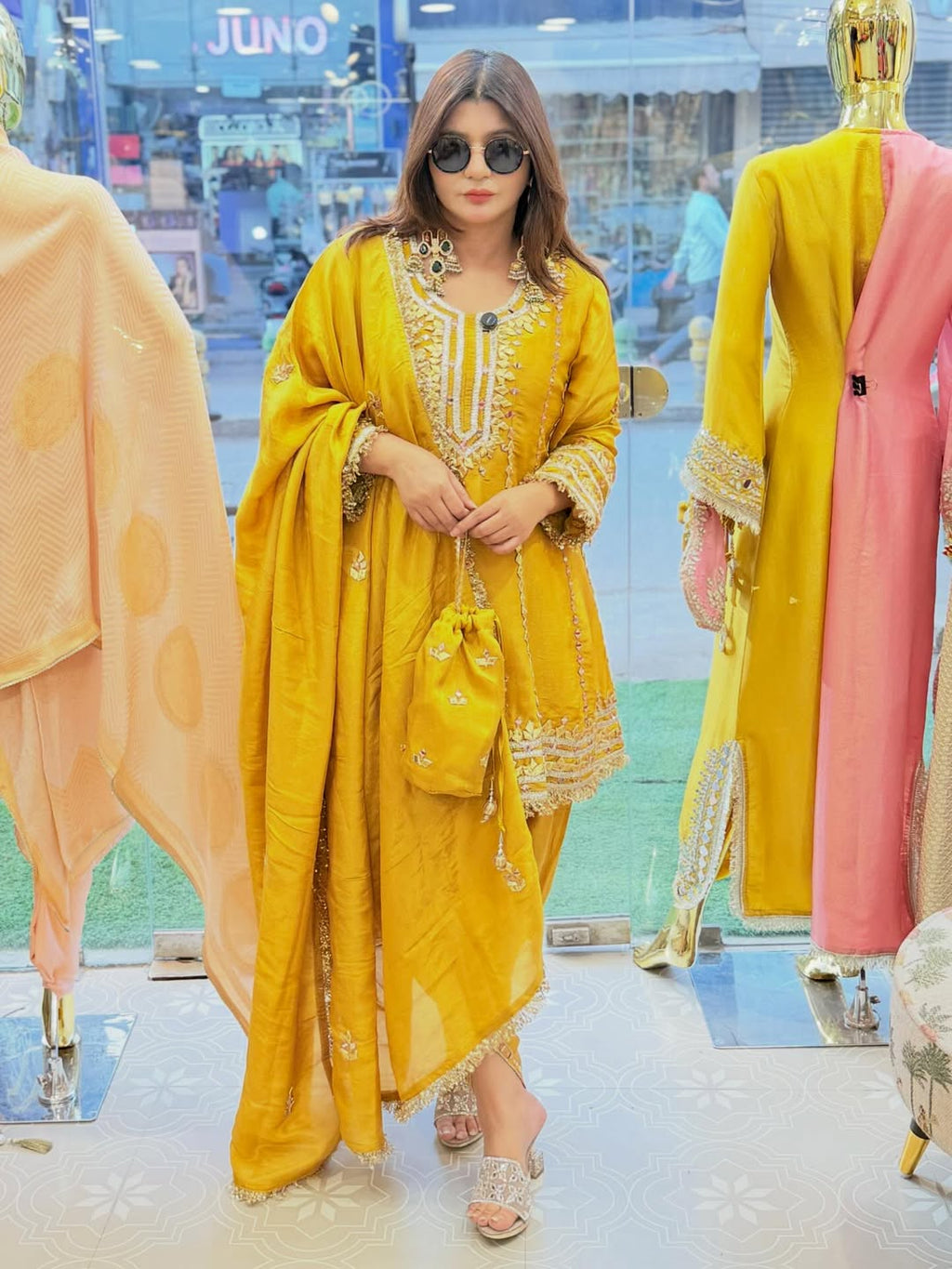 Short peplum anarkali with gotta work and tulip pants