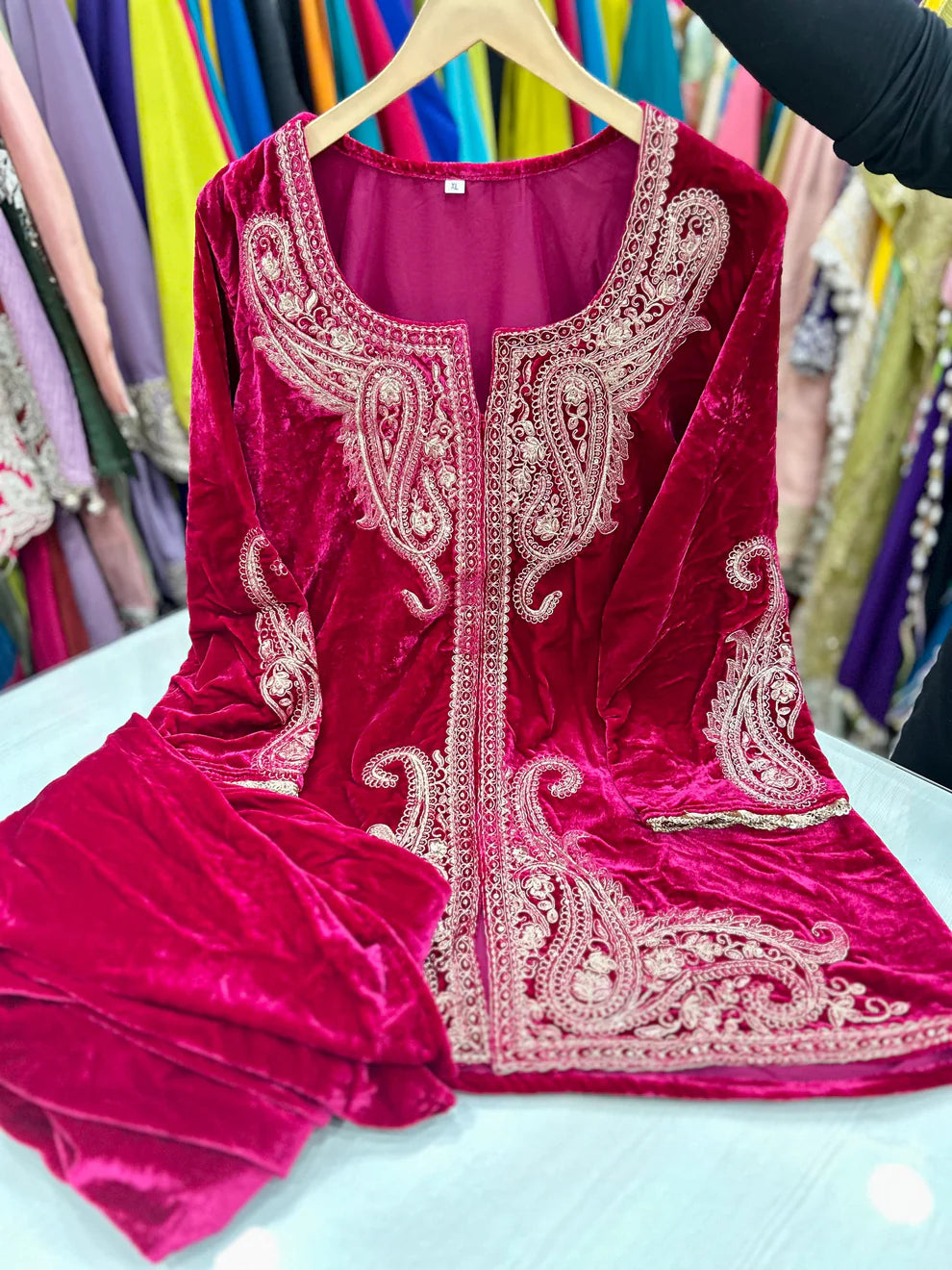 Article 1150 – Velvet Sherwani Cord Set with Tulip Pant & Embroidery | Urban Closet