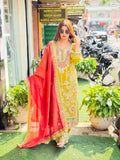 Pure tissue suit with handwork