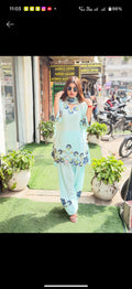 Pure Crepe Handwork coord set with farshi salwar