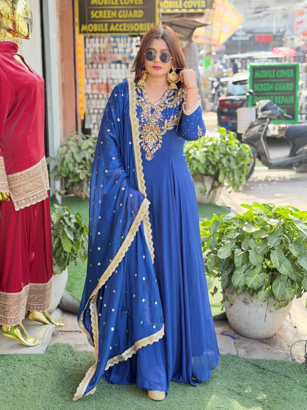 Pure tissue anarkali with original hand work