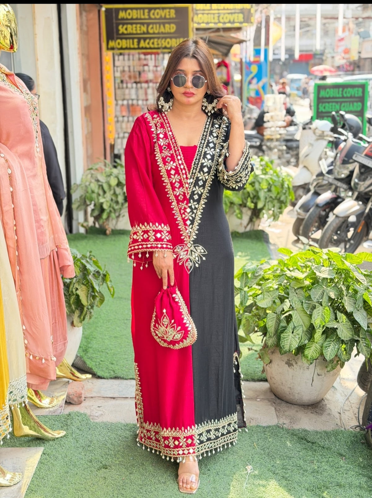 Dual shade Long Dress with gotta Work