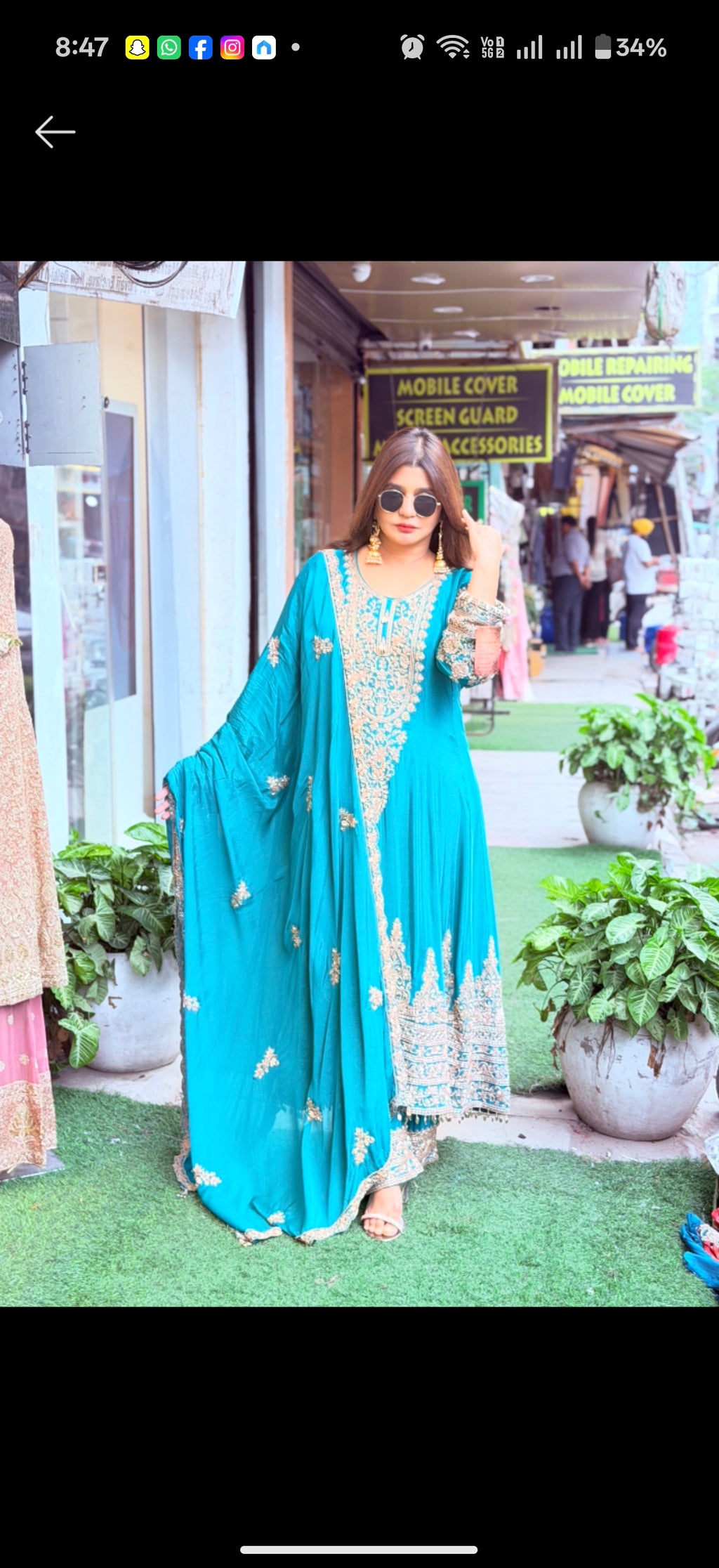 Long chenon anarkali with beats work