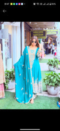 Long chenon anarkali with beats work