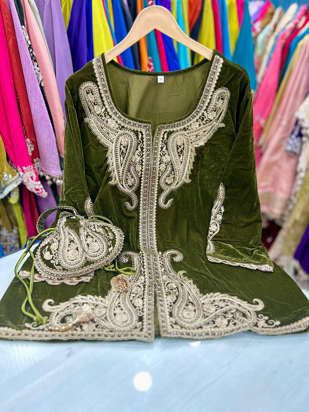Article 1150 – Velvet Sherwani Cord Set with Tulip Pant & Embroidery | Urban Closet