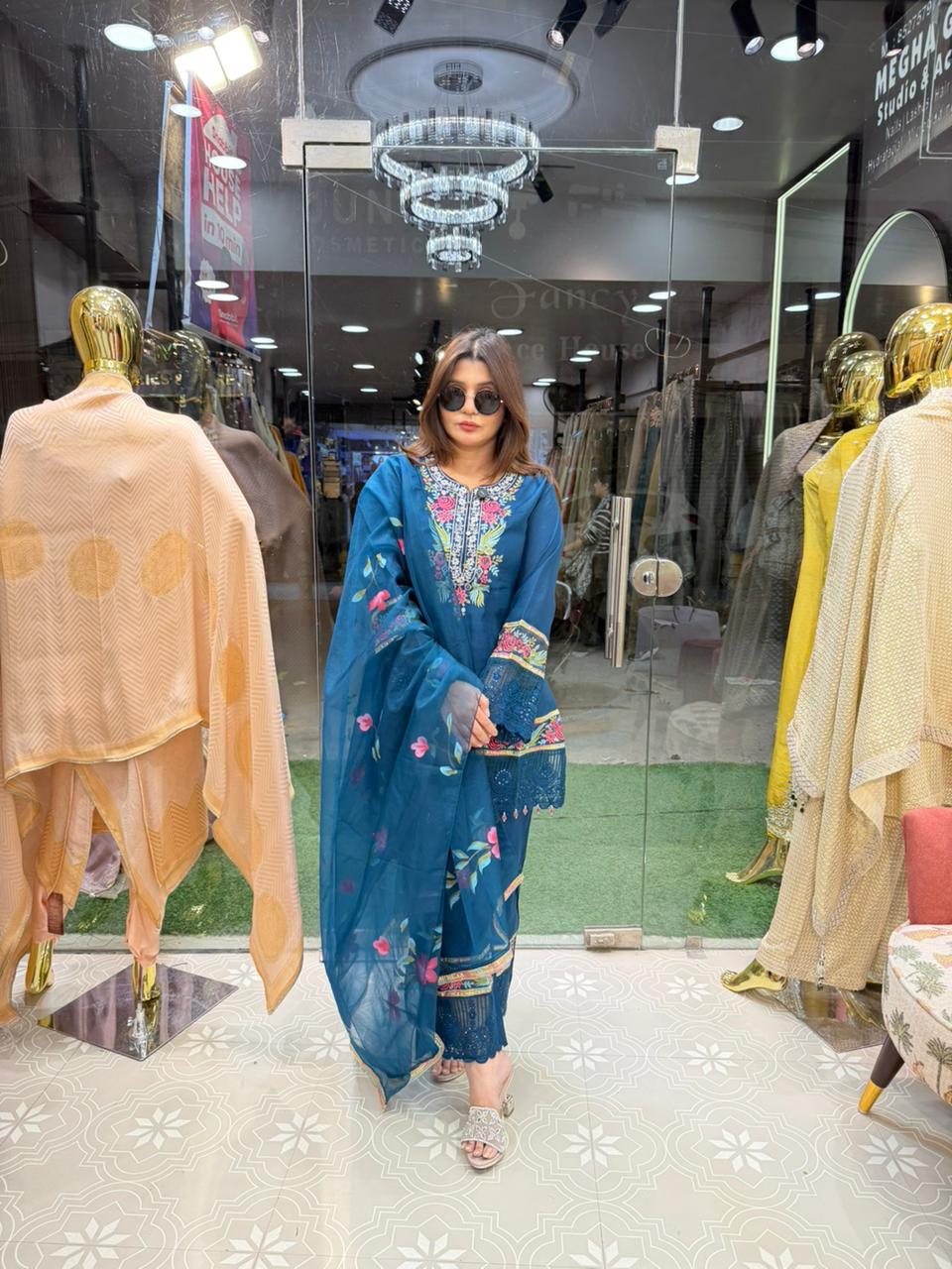 Cotton silk coord set with Dupatta