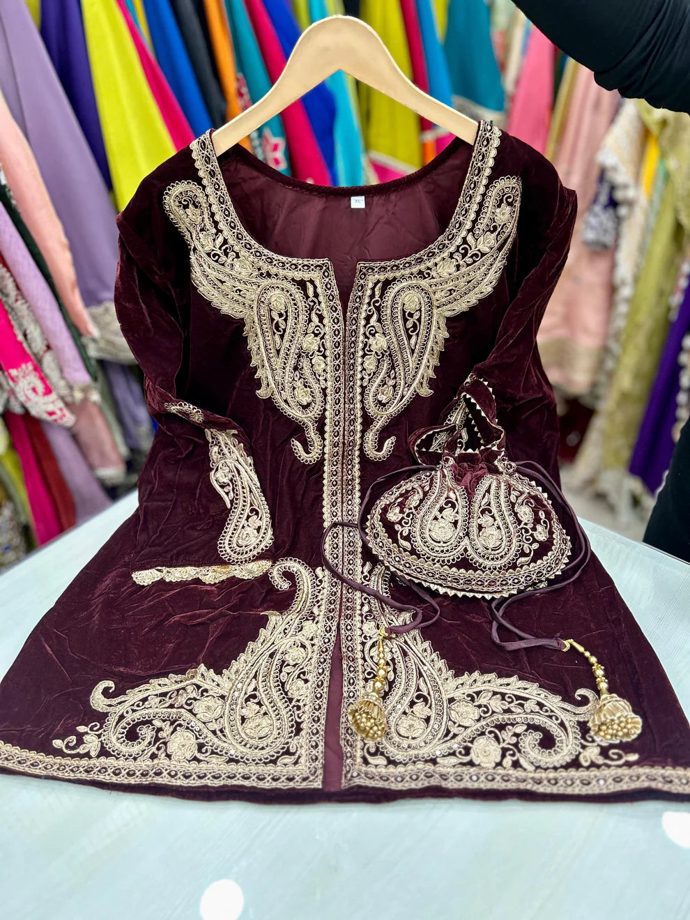 Article 1150 – Velvet Sherwani Cord Set with Tulip Pant & Embroidery | Urban Closet