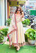 Pure tissue anarkali with antique jewellery work
