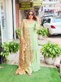 Pure tissue sharara suit with heavy dupatta