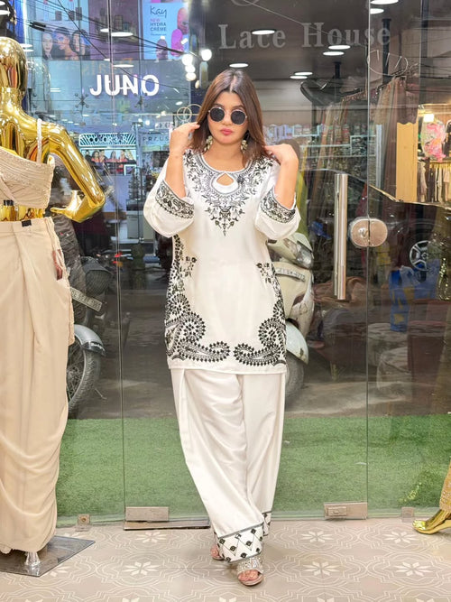 Armani satin coord set with farshi salwar