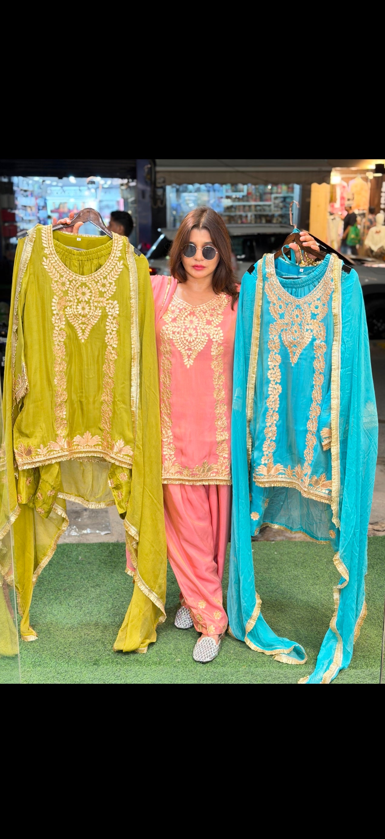 Pure tissue coord set with farshi salwar and gotta work