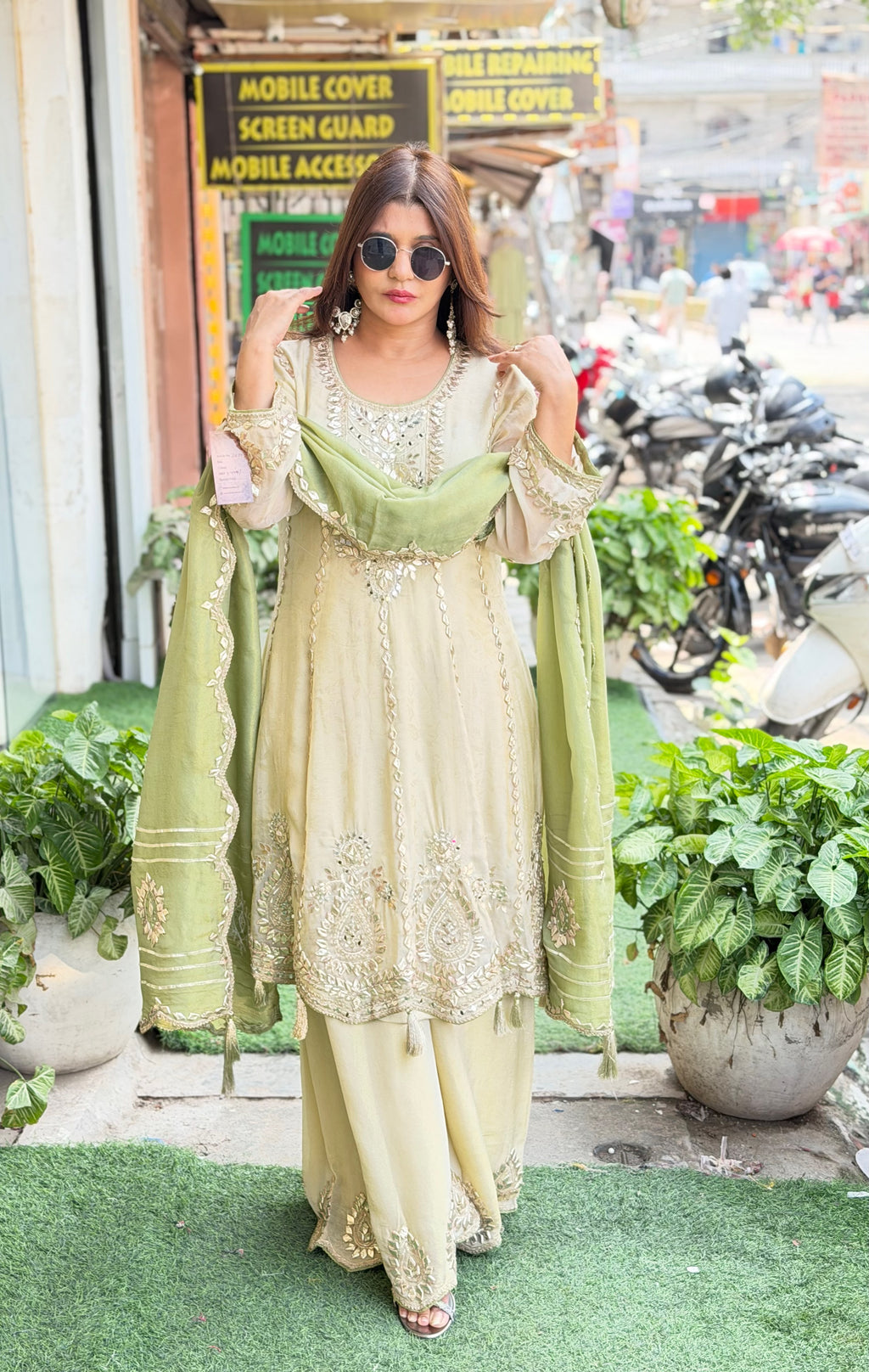 Pure tissue short anarkali suit with original gotta work