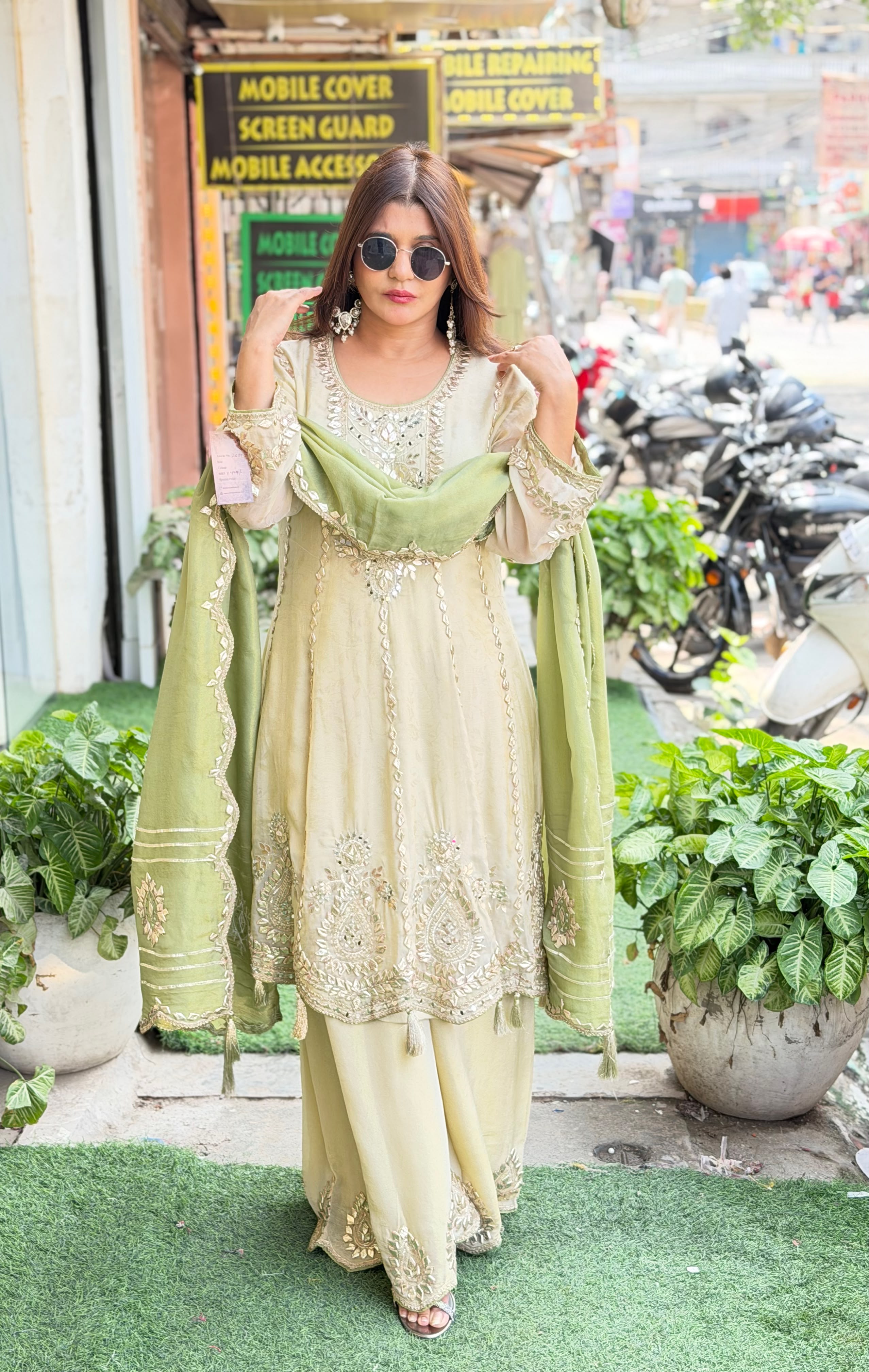 Pure tissue short anarkali suit with original gotta work