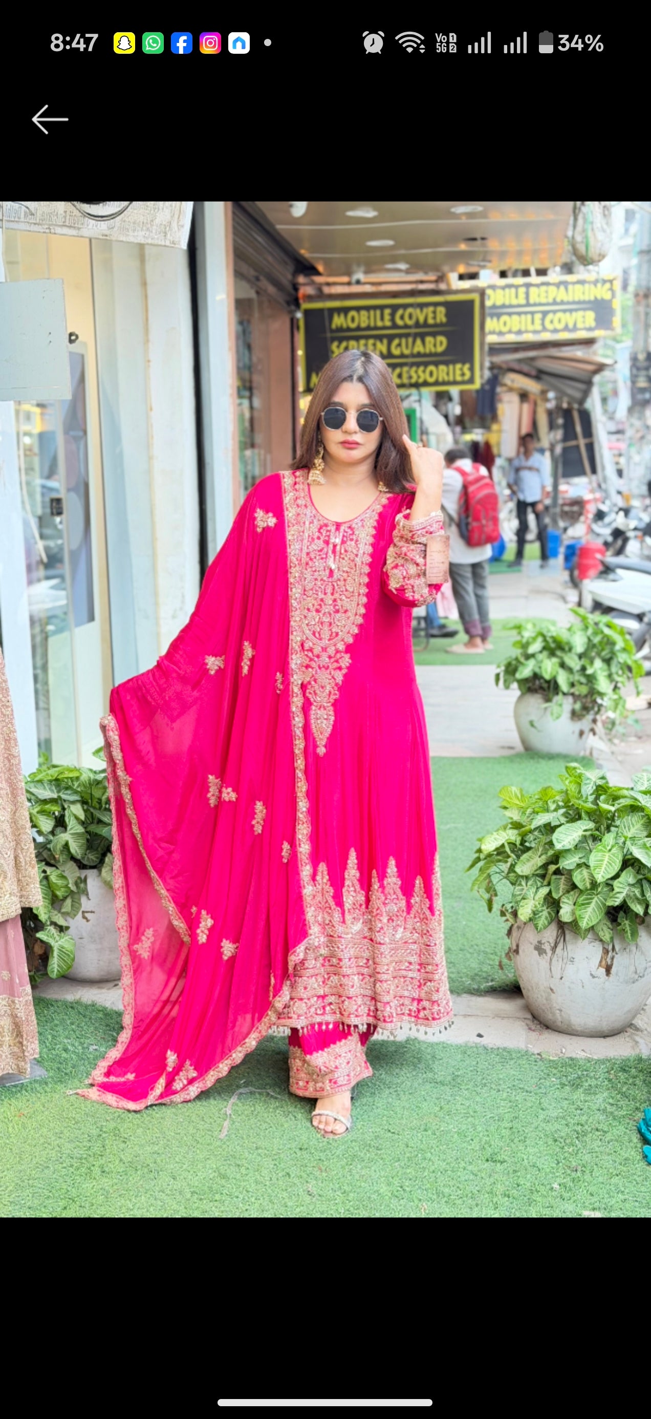 Long chenon anarkali with beats work