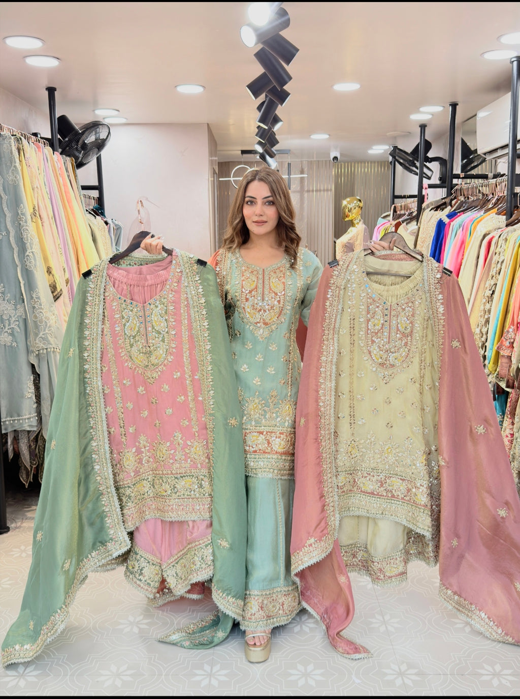 Pure tissue coord set with farshi salwar and gotta work