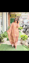 Pure Pakistani printed Muslin Suit with Dupatta , Elegant Ethnic Wear