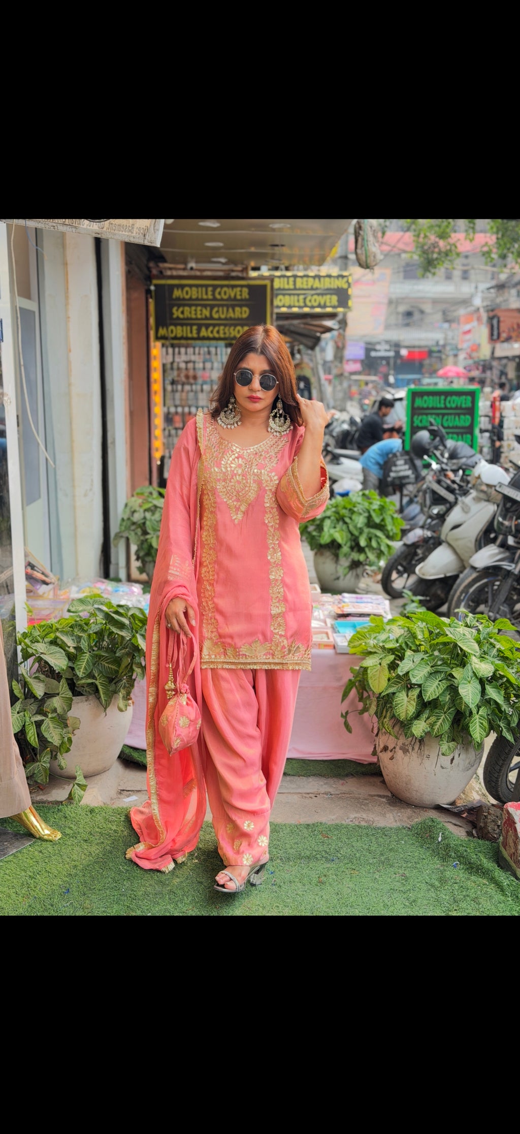 Pure tissue coord set with farshi salwar and gotta work