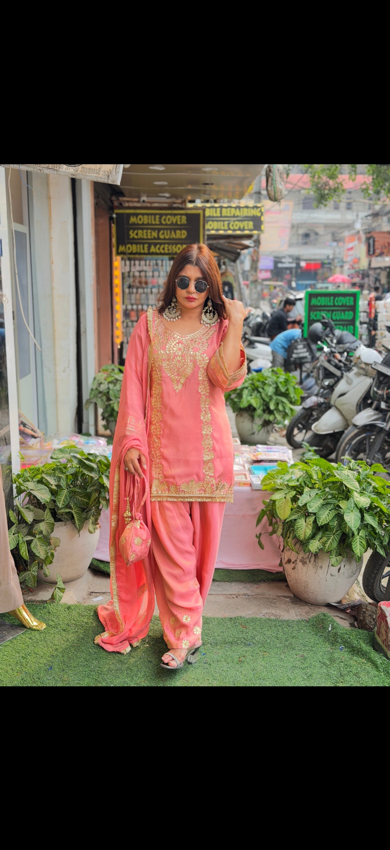 Pure tissue coord set with farshi salwar and gotta work