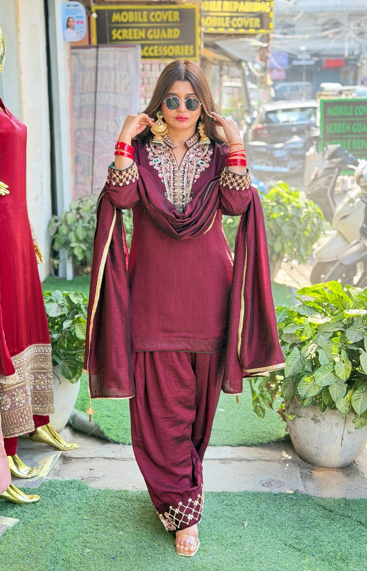"Naqsh" -Pure cotton cotton silk coord set with farshi salwar