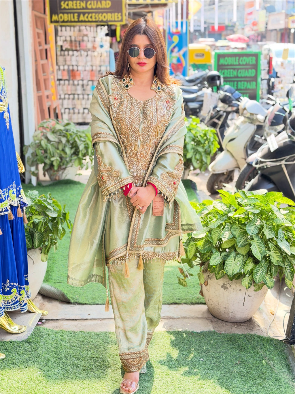 Urban closet luxe suit set with pants and dupatta