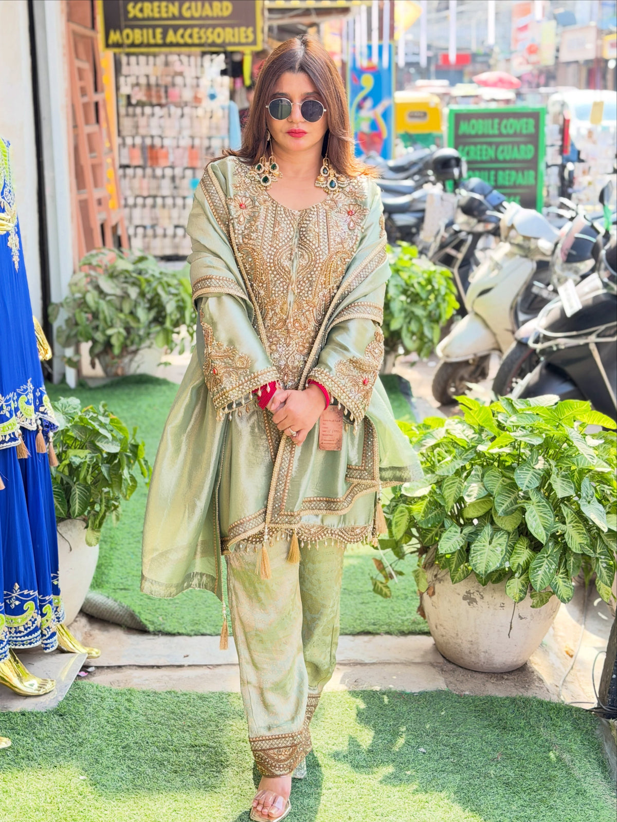 Urban closet luxe suit set with pants and dupatta